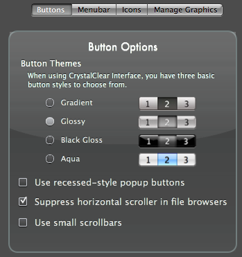 Options for Customizing CrystalClear Interface Graphics